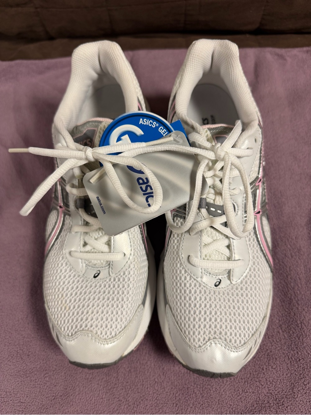 ASICS White and Light Pink Women's Athletic Running Shoes